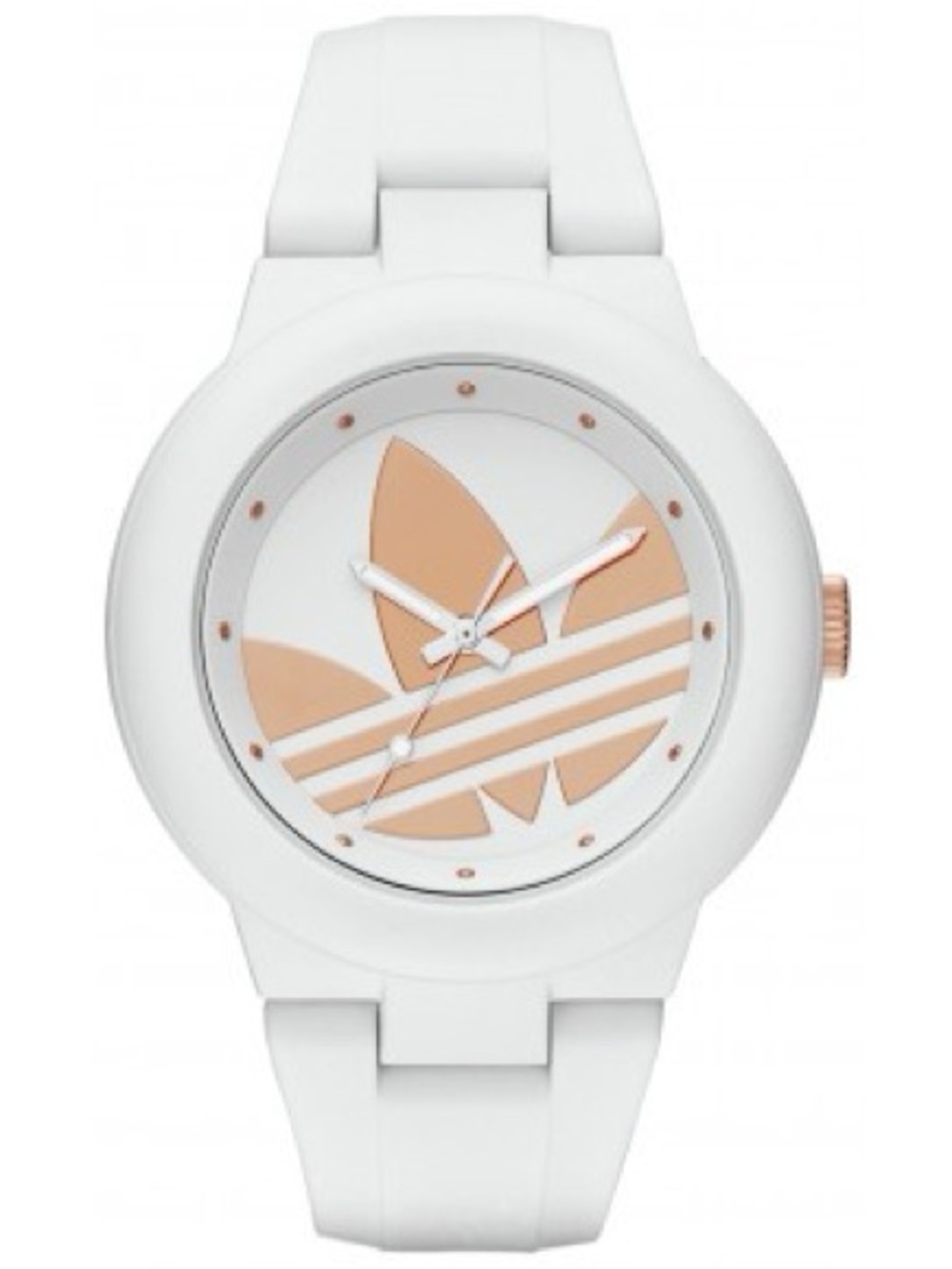 adidas White Silicone Watch with Gold Trefoil Accent